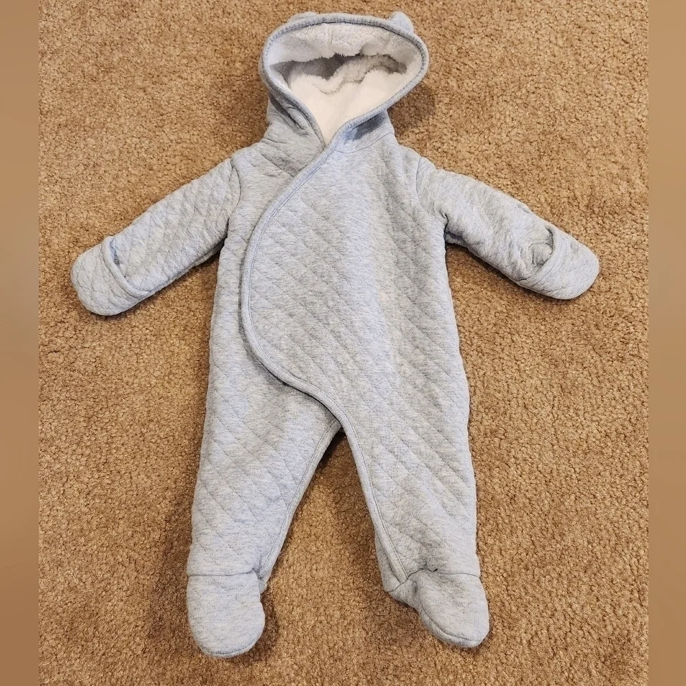 CARTER'S Snap Around Quilted Unisex Blue Baby Snow Bunting 3 months
